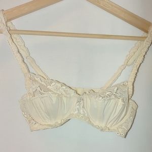 La Perla Italian Lace Balconette Push Up Cream Ivory Embroidered Oyster Cup 32A